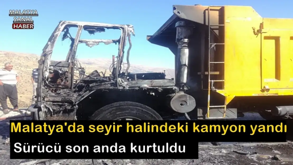 Malatya'da seyir halindeki kamyon yandı