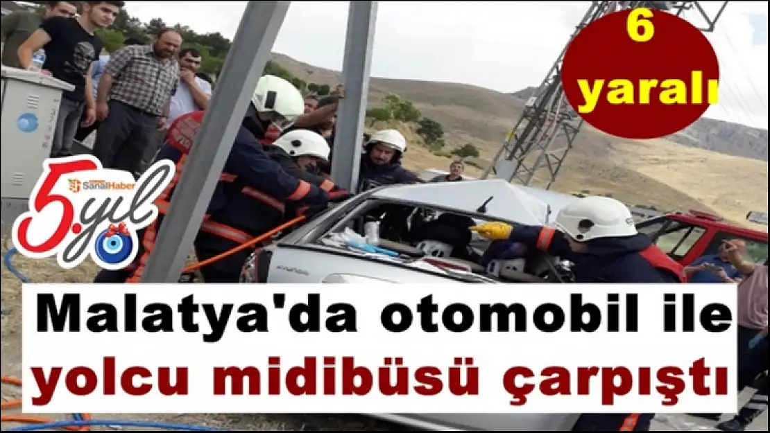 Malatya'da otomobil ile  yolcu midibüsü çarpıştı