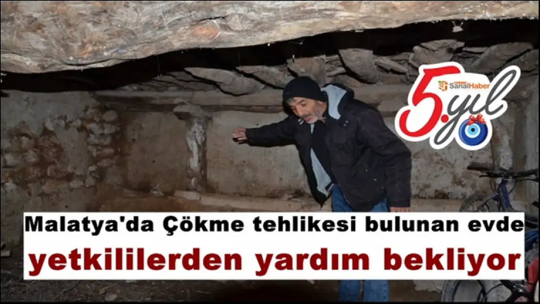 Malatya'da Çökme tehlikesi bulunan evde yetkililerden yardım bekliyor