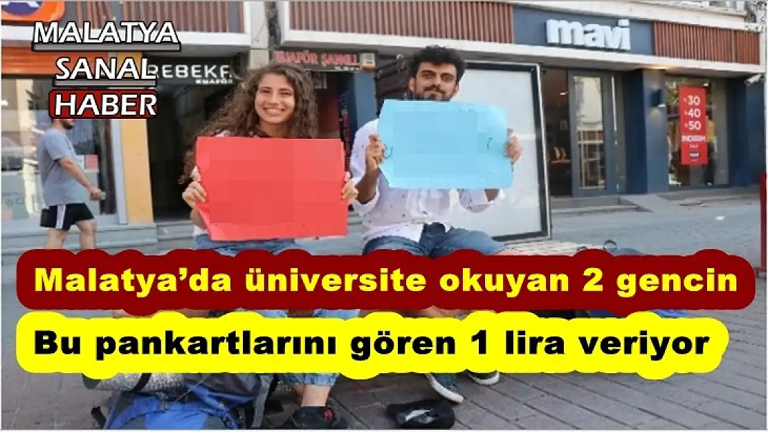 Bu pankartlarını gören 1 lira veriyor