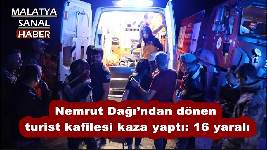 Nemrut Dağı´ndan dönen turist kafilesi kaza yaptı: 16 yaralı