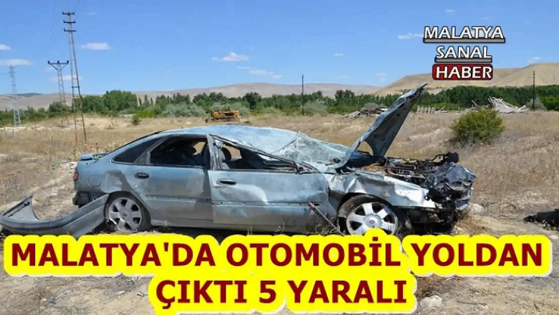 Malatya'da Otomobil yoldan çıktı 5 yaralı