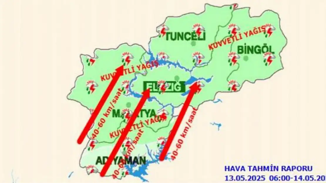 Malatya  için 'kuvvetli yağış' uyarısı
