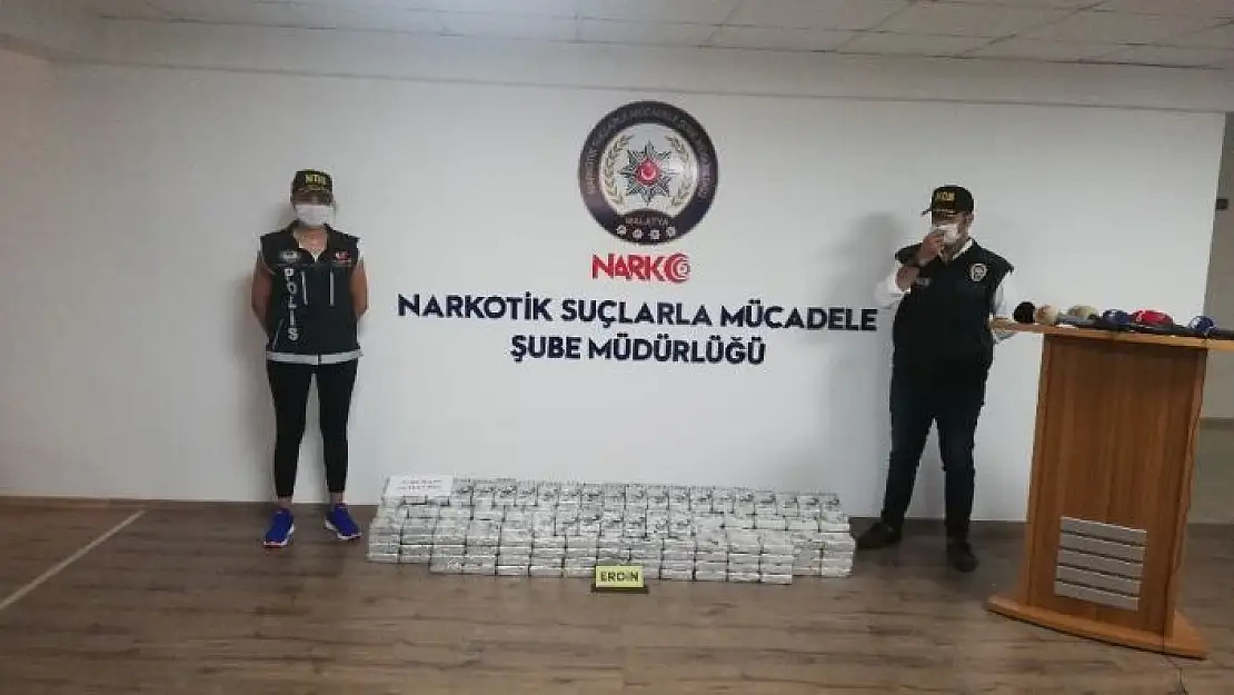 'Malatya polis ekipleri tarafından gerçekleştirilen operasyonda piyasa değeri yaklaşık 13 milyon TL olan 195 kilogram eroin ele geçirildi.'