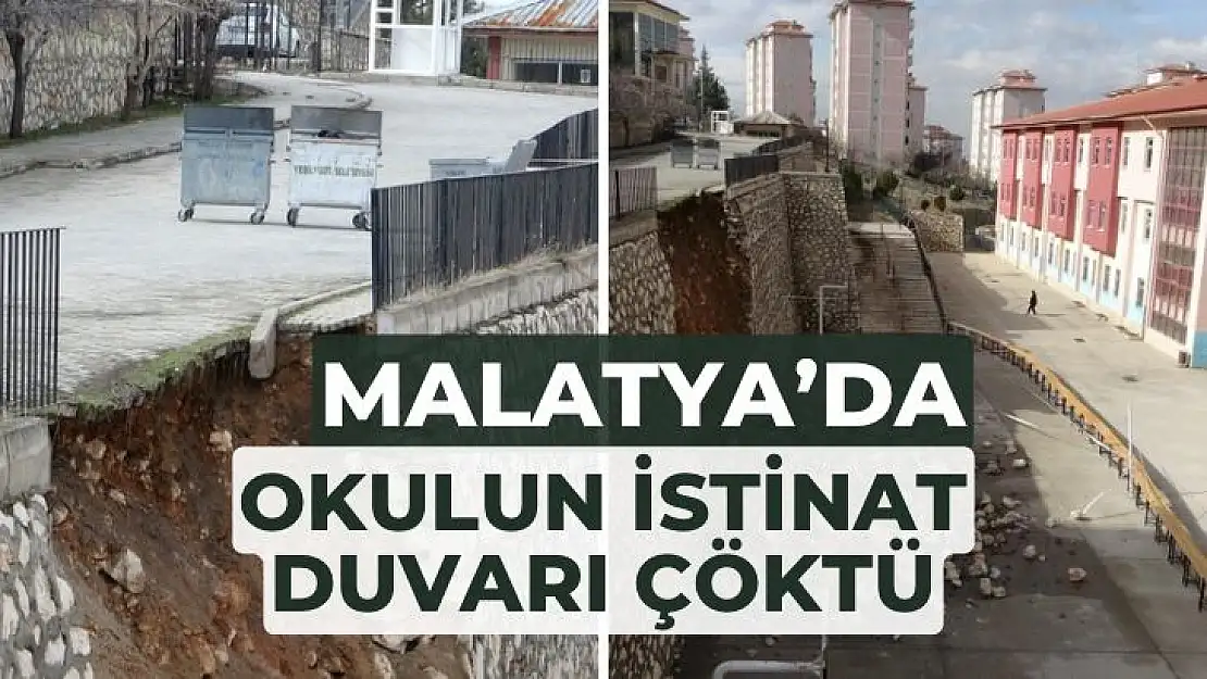 Malatyada okulun istinat duvarı çöktü