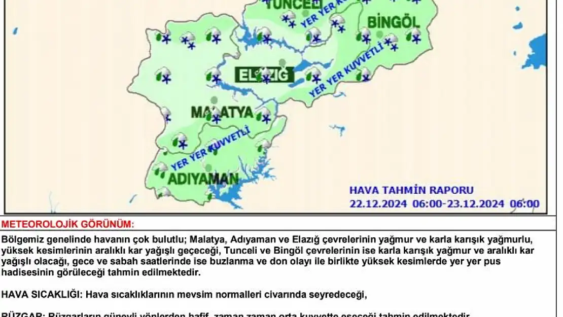 Meteorolojiden Malatya için kuvvetli yağış uyarısı