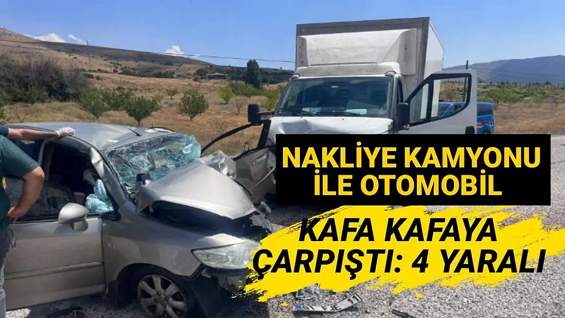 Nakliye kamyonu ile otomobil kafa kafaya çarpıştı