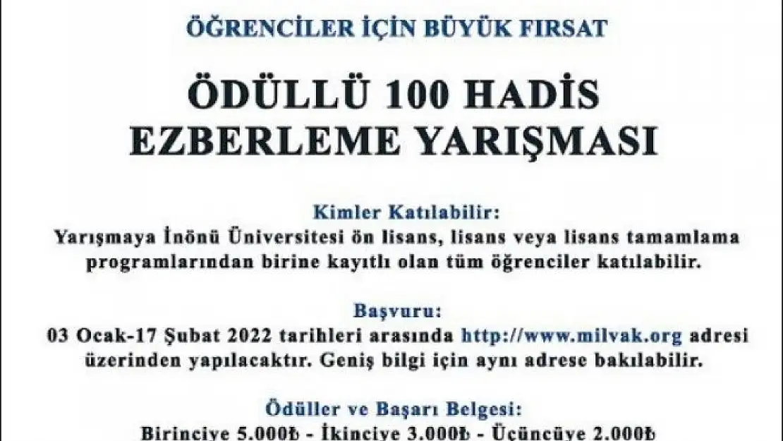 'Ödüllü hadis ezberleme yarışması'