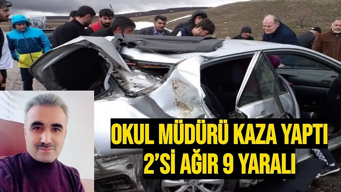 Okul müdürü kaza yaptı