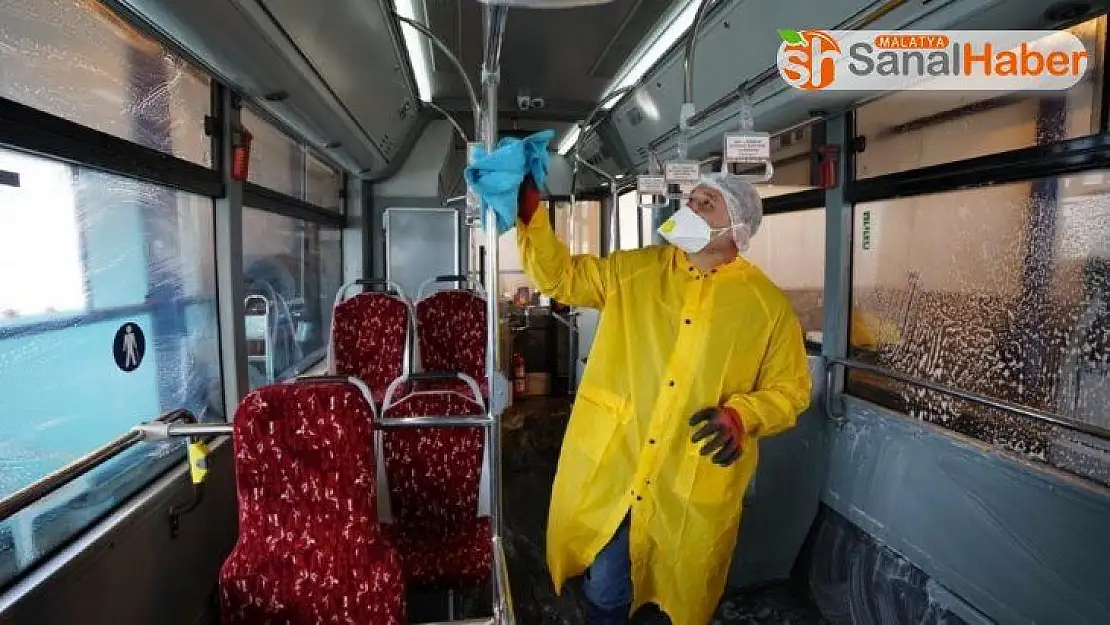 Otobüslerde antibakteriyel temizlik çalışması