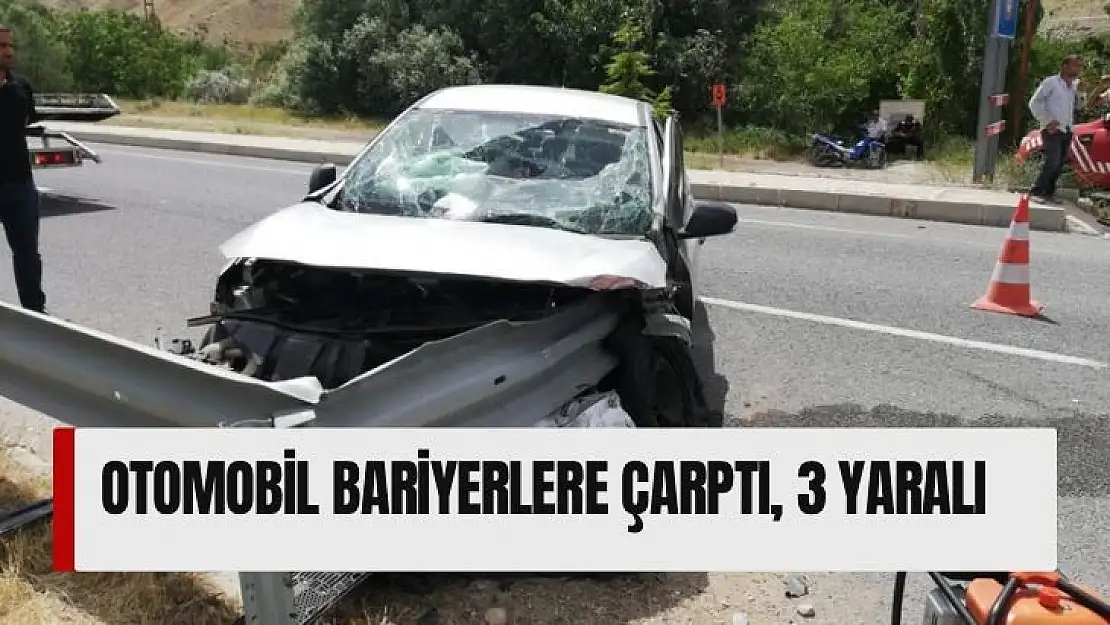 Otomobil bariyerlere çarptı, 3 yaralı