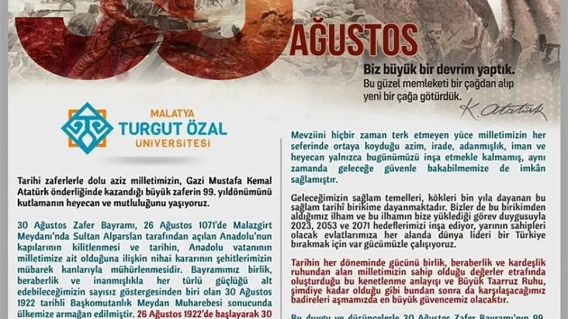 'Rektör Karabulut´tan 30 Ağustos mesajı'