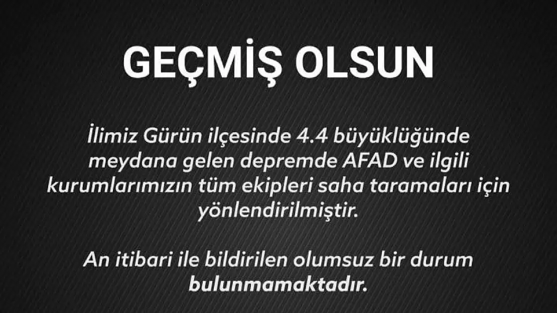 'Sivas Valiliğinden deprem açıklaması: ''An itibari ile bildirilen olumsuz bir durum bulunmamaktadır'''