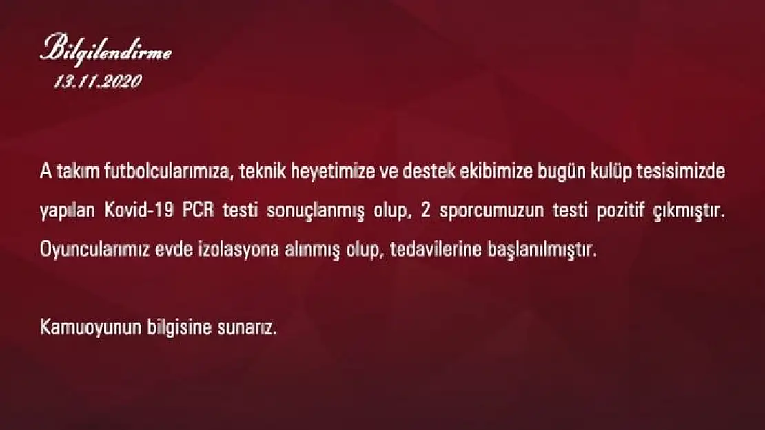 'Sivasspor´da korona virüs şoku!'
