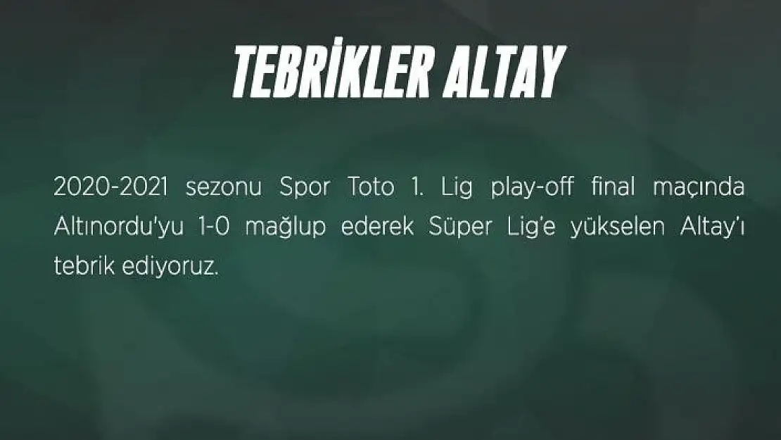 'Sivasspor´dan Altay´a hoş geldin mesajı'