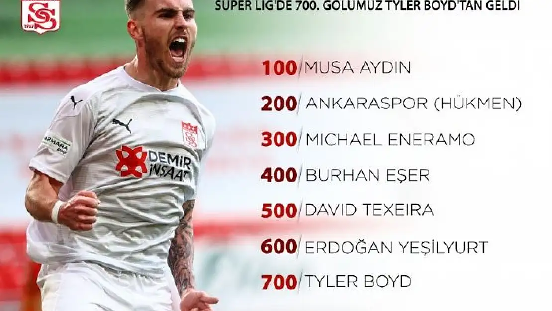 'Sivasspor´un 700. golü Tyler Boyd´dan geldi!'