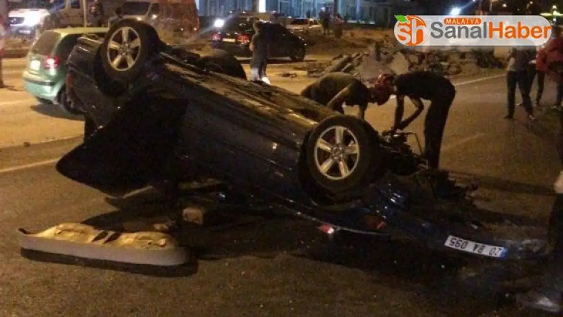 Takla atan otomobilde iki kişi yaralandı