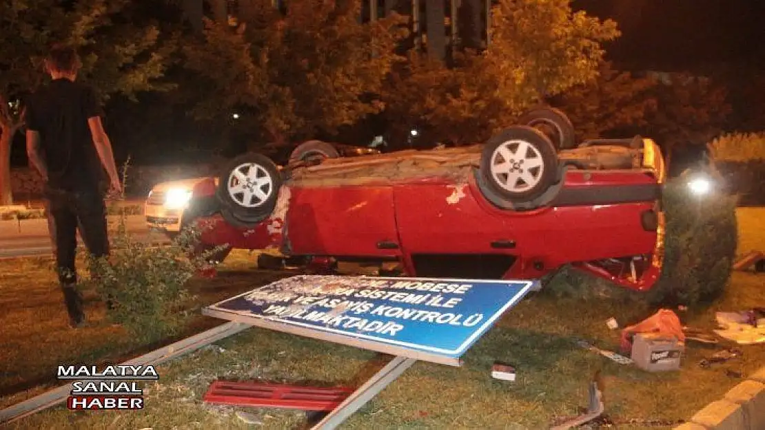 Takla atan otomobilden yara almadan kurtuldular