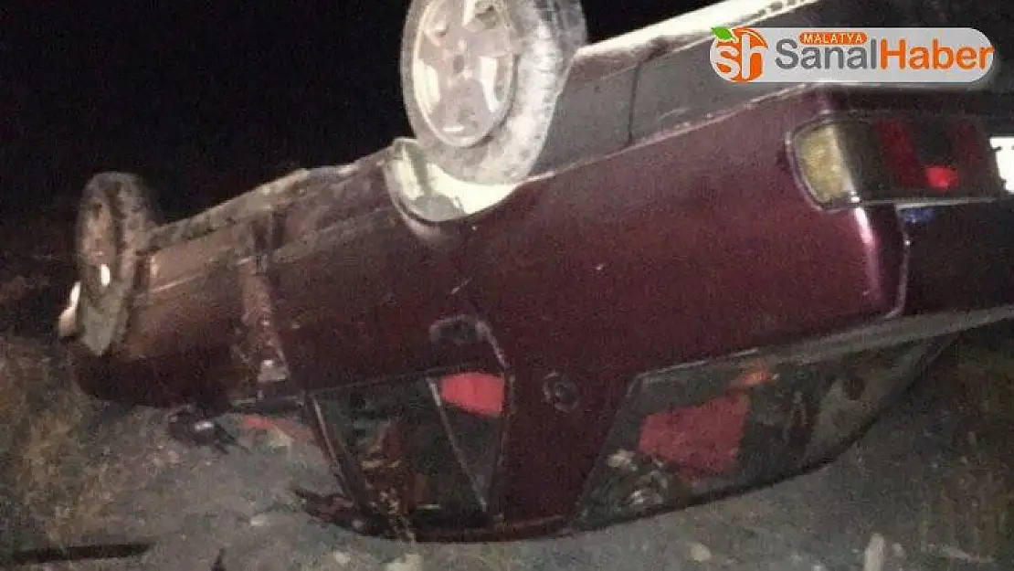 Malatya´da Takla atan otomobilin sürücüsü yaralandı