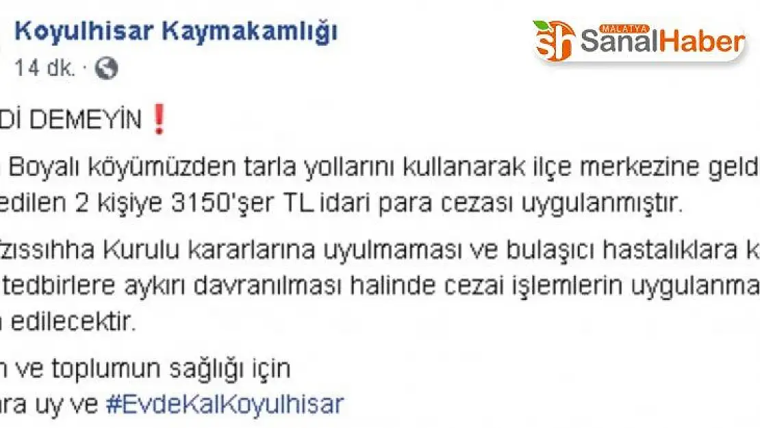 Tarla yolundan ilçe merkezine gittiler, cezayı yediler
