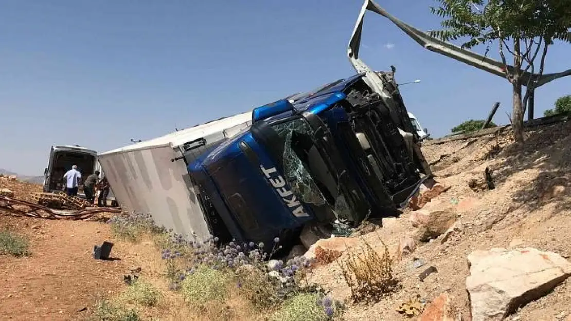 'Tavuk yüklü tır şarampole devrildi: 1 yaralı'