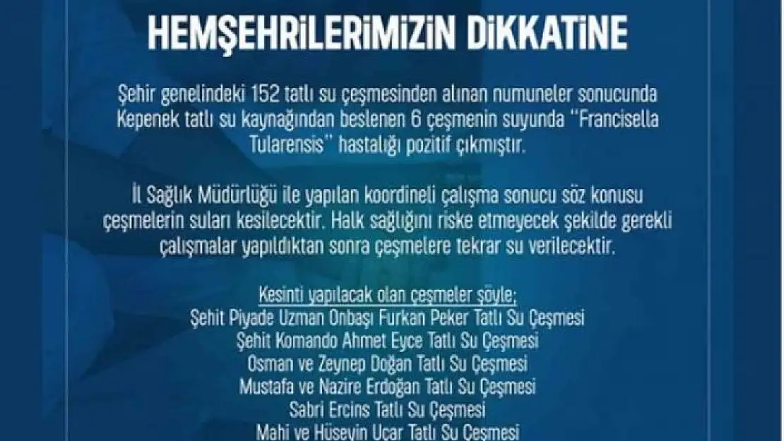 'Temiz sanılan sular kirli çıktı, belediye o çeşmeleri kapatma kararı aldı'