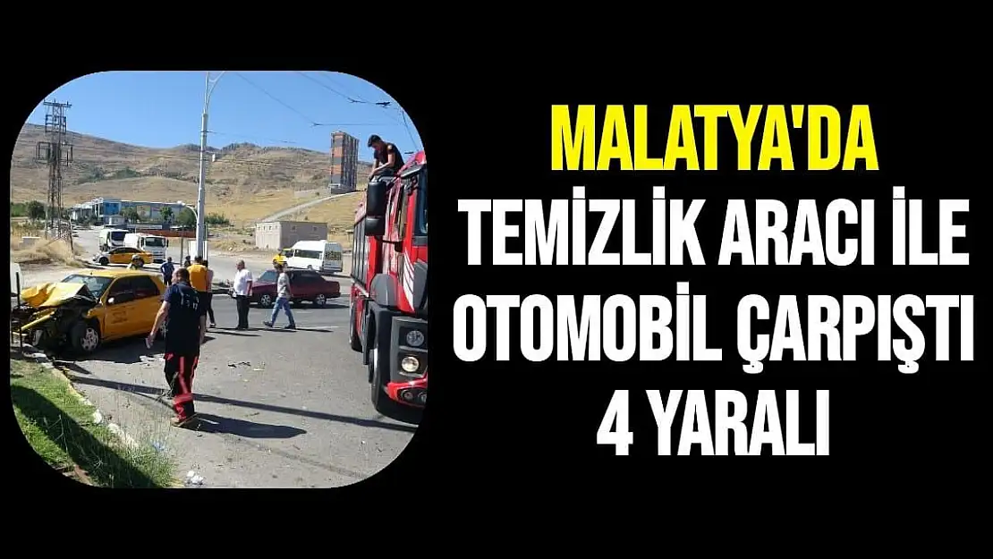 Temizlik aracı ile otomobil çarpıştı