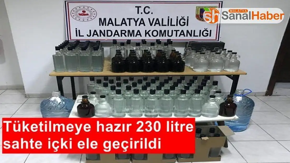 Tüketilmeye hazır 230 litre sahte içki ele geçirildi
