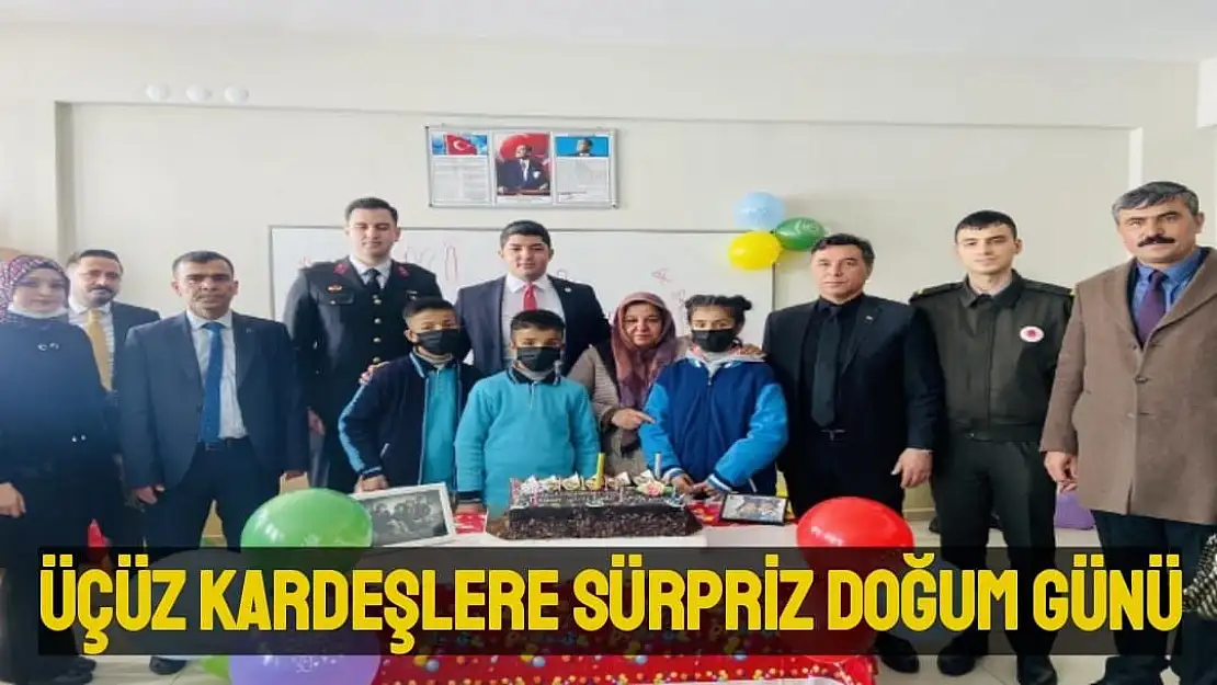 Üçüz kardeşlere sürpriz doğum günü