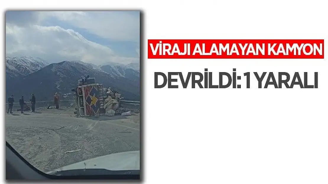 Virajı alamayan kamyon devrildi