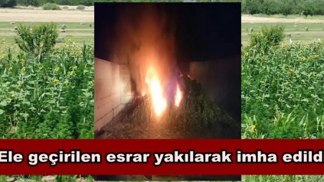 Ele geçirilen esrar yakılarak imha edildi