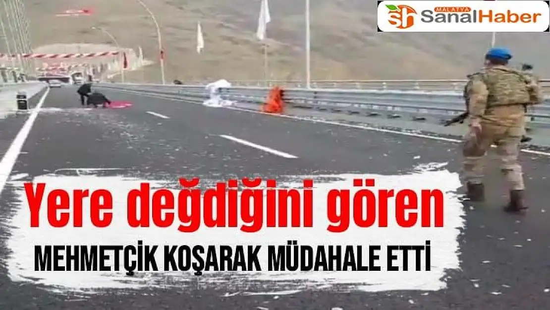 Yere değdiğini gören Mehmetçik koşarak müdahale etti