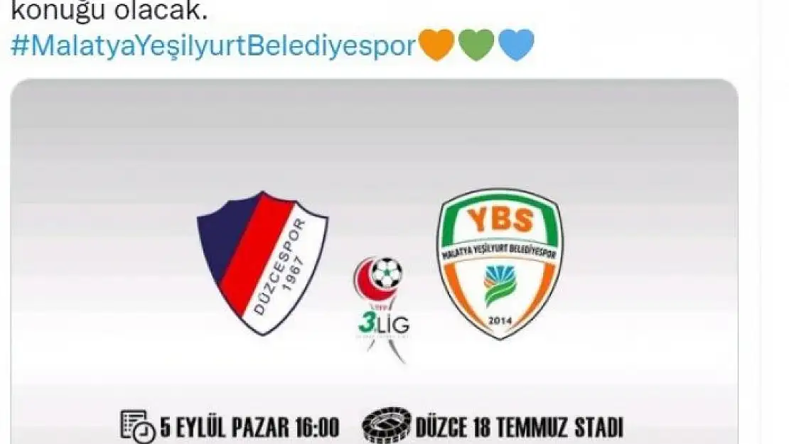 'Yeşilyurt Belediyespor Düzce deplasmanına gidiyor'