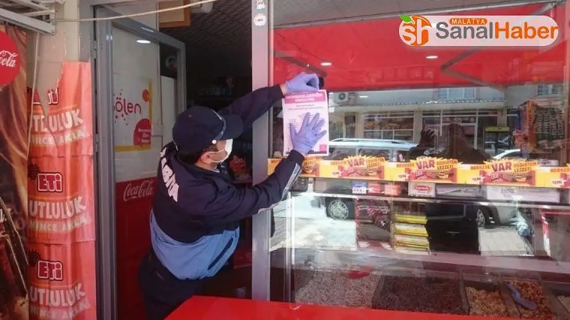 Zabıta, işyerlerine uyarı afişi astı