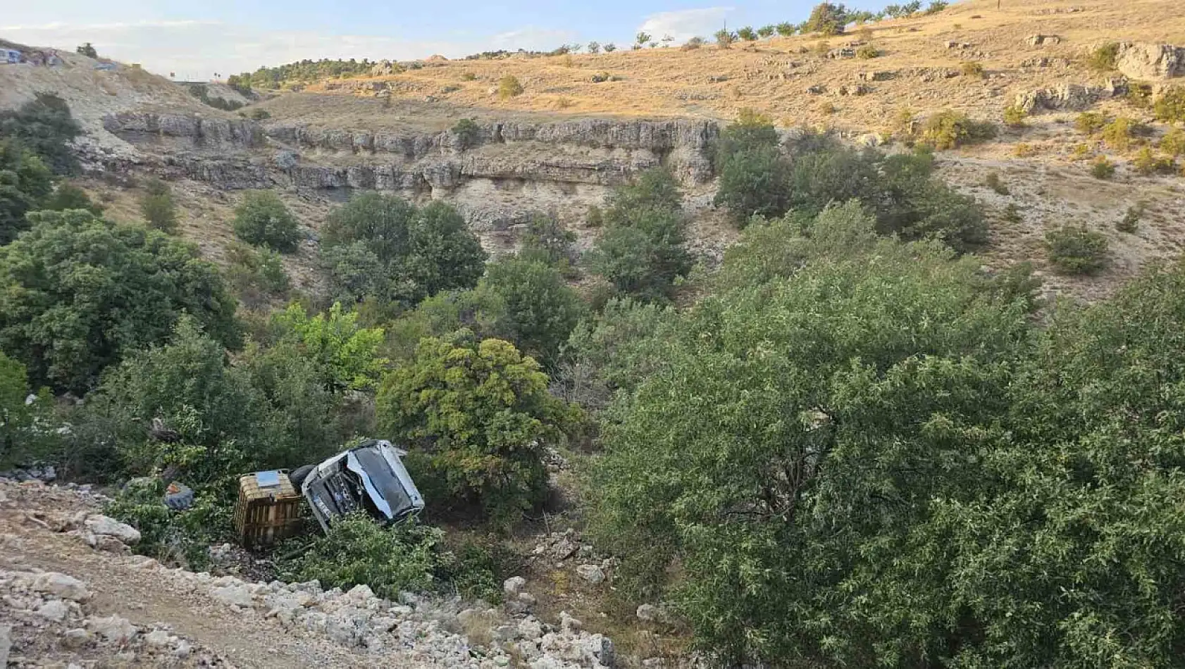 Malatya'da kamyonet şarampole yuvarlandı, sürücü yaralandı