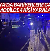 Malatya'da bariyerlere çarpan otomobilde 4 kişi yaralandı