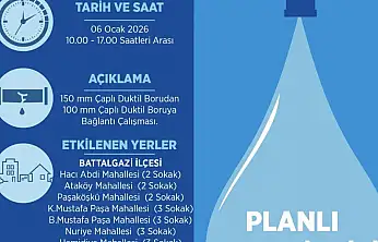 Malatya'da 21 Sokakta 7 Saatlik Su Kesintisi