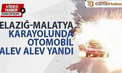 Elazığ-Malatya karayolunda otomobil alev alev yandı