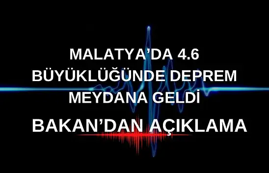 Malatya'da 4.6 büyüklüğünde deprem meydana geldi Bakan'dan Açıklama
