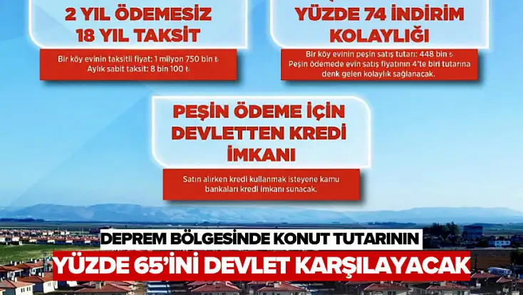 Deprem Bölgesinde Konut Tutarının Yüzde 65’ini Devlet Karşılayacak