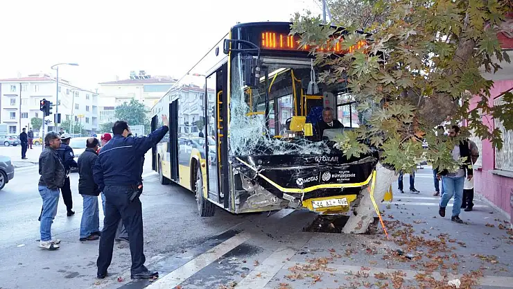 15 ARACI BİÇEREK AĞACA ÇARPARAK DURAN OTOBÜSTE ŞANS ESERİ ÖLEN OLMADI