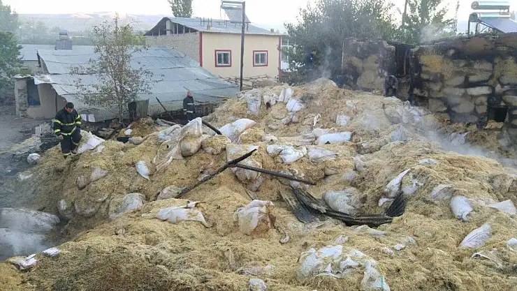 Malatya'da Tonlarca saman küle döndü