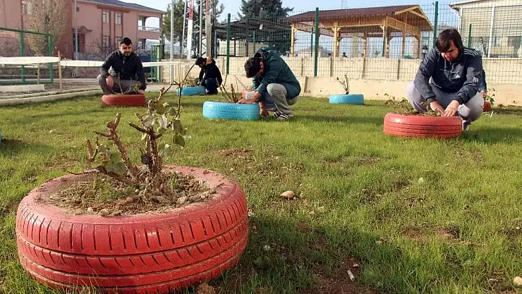 'Çöpe gidecek lastiklerle yurtlarını güzelleştirdiler'
