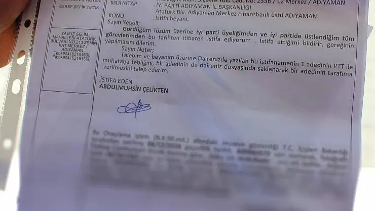 'İyi Parti Adıyaman teşkilatında yaprak dökümü'