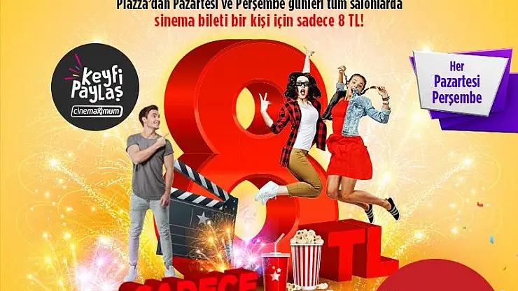'Piazza´da pazartesi ve perşembe günleri sinema bileti 8 TL'