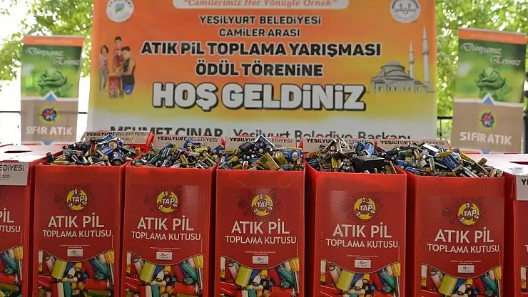 'Yeşilyurt´taki 161 camide 665 kilo atık pil toplandı'