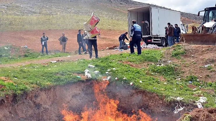 'Kaçak sigara ve tütünler yakılarak imha edildi'