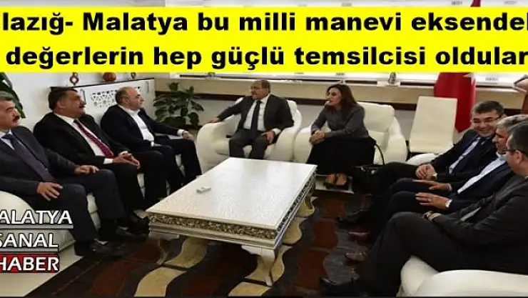 Elazığ- Malatya bu milli manevi eksendeki  değerlerin hep güçlü temsilcisi oldular.