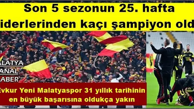 Son 5 sezonun 25. hafta  liderlerinden kaçı şampiyon oldu