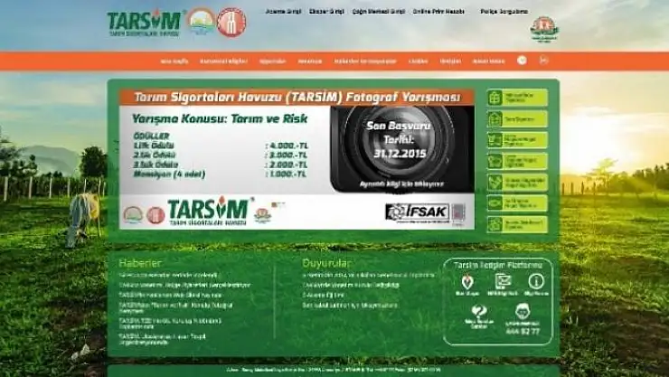 TARSİM'İN YENİ WEB ADRESİ KULLANICILARINA KOLAYLIK SAĞLIY